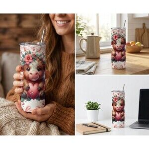 Valentines Day , 20oz Tumbler W/ Lid & Plastic and Metal Straws, Straw Brush